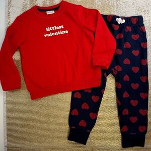 CAT & JACK Baby Navy/Red Valentines Day 2-Piece Matching Outfit Set | 24 Months